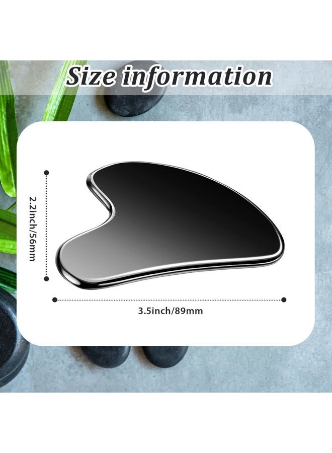 Nuanchu Stainless Steel Gua Sha Facial Tools Guasha for Face Metal Gua Sha Tighten Skin Massage Guasha Beauty Tool for Body Eyes Neck Massager with Travel Pouch Skin Care Gifts (Black)  - Image 2