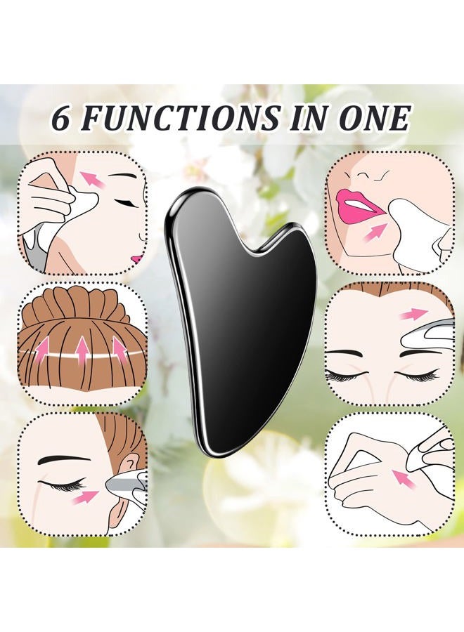 Nuanchu Stainless Steel Gua Sha Facial Tools Guasha for Face Metal Gua Sha Tighten Skin Massage Guasha Beauty Tool for Body Eyes Neck Massager with Travel Pouch Skin Care Gifts (Black)  - Image 3