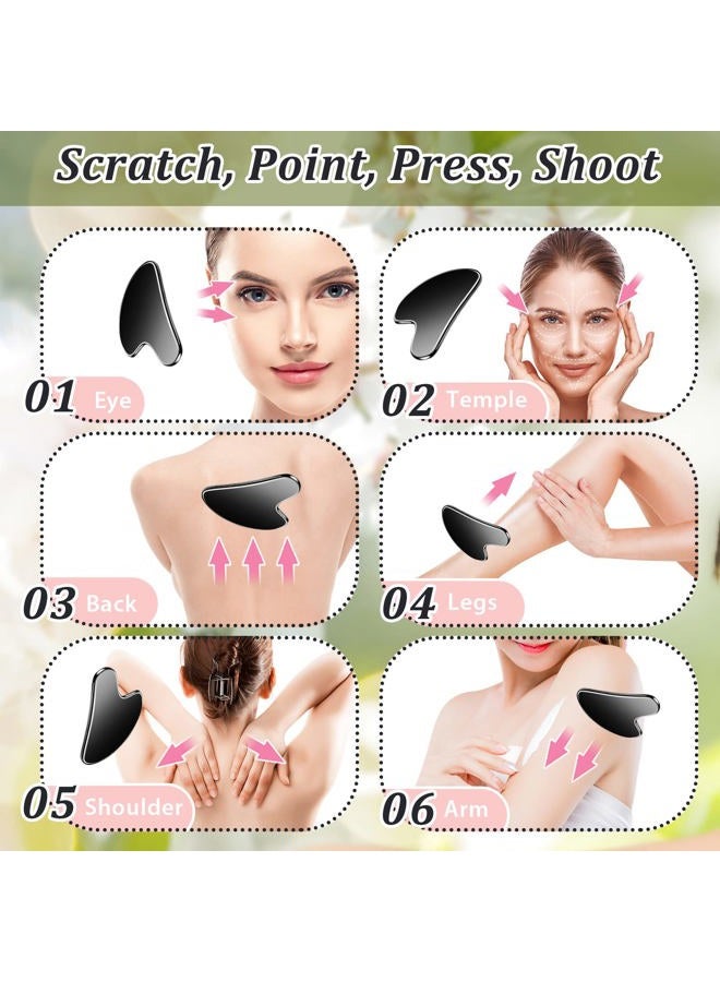 Nuanchu Stainless Steel Gua Sha Facial Tools Guasha for Face Metal Gua Sha Tighten Skin Massage Guasha Beauty Tool for Body Eyes Neck Massager with Travel Pouch Skin Care Gifts (Black)  - Image 5