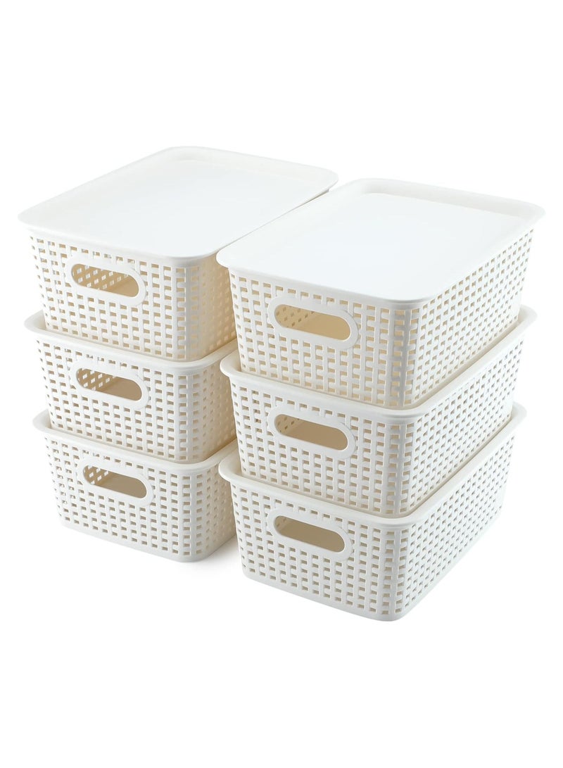 Generic 6 pcs Plastic Storage Baskets, Stackable Storage Bins for Organizing Shelves Drawers Desktop Closet Playroom Classroom kids Office Home, Storage Containers  - Image 1