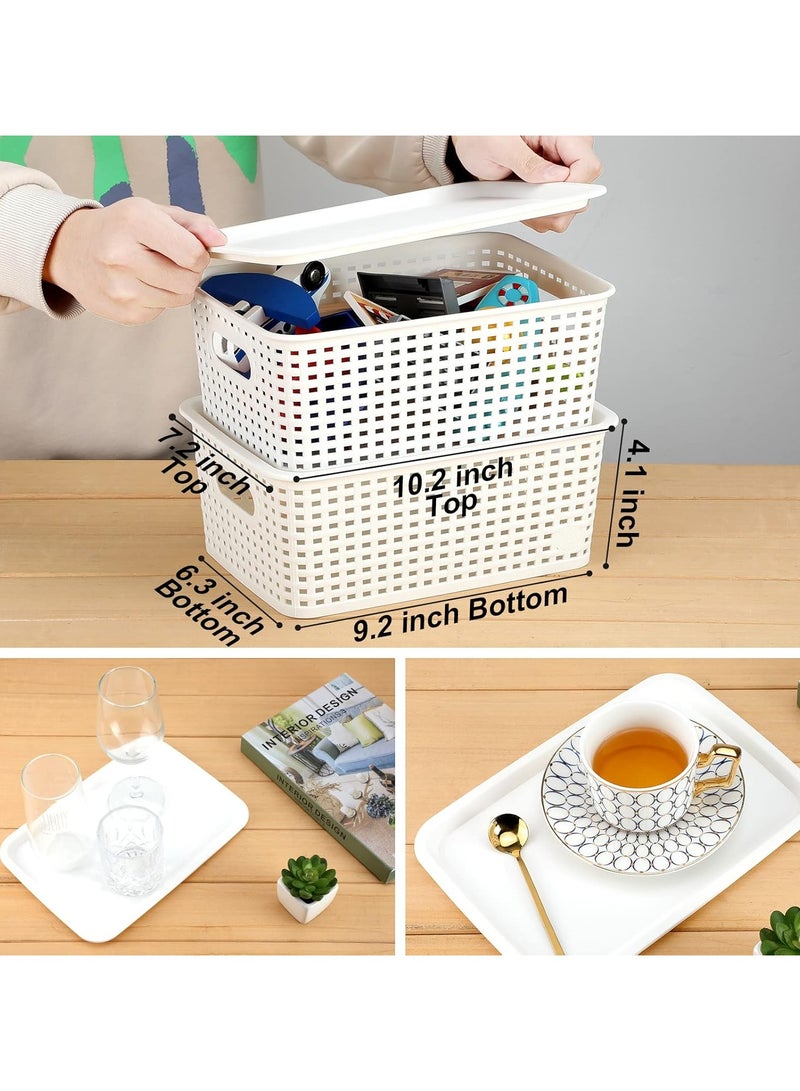 Generic 6 pcs Plastic Storage Baskets, Stackable Storage Bins for Organizing Shelves Drawers Desktop Closet Playroom Classroom kids Office Home, Storage Containers  - Image 2