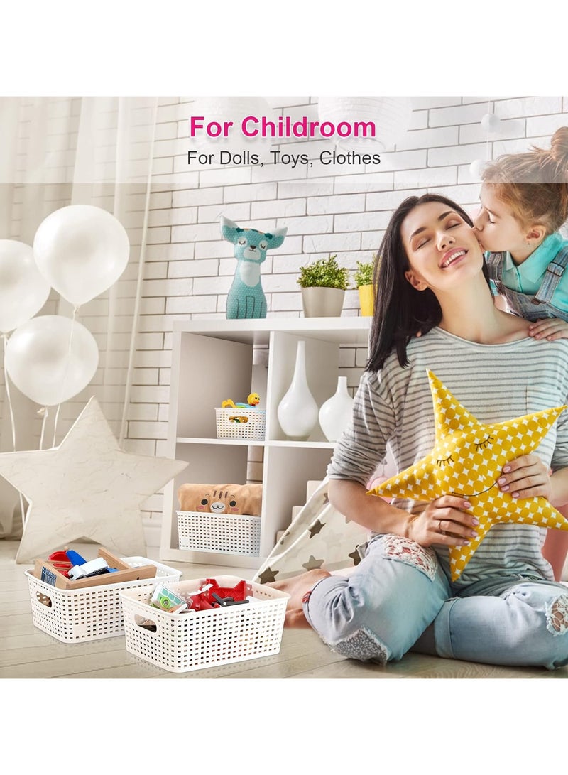 Generic 6 pcs Plastic Storage Baskets, Stackable Storage Bins for Organizing Shelves Drawers Desktop Closet Playroom Classroom kids Office Home, Storage Containers  - Image 4