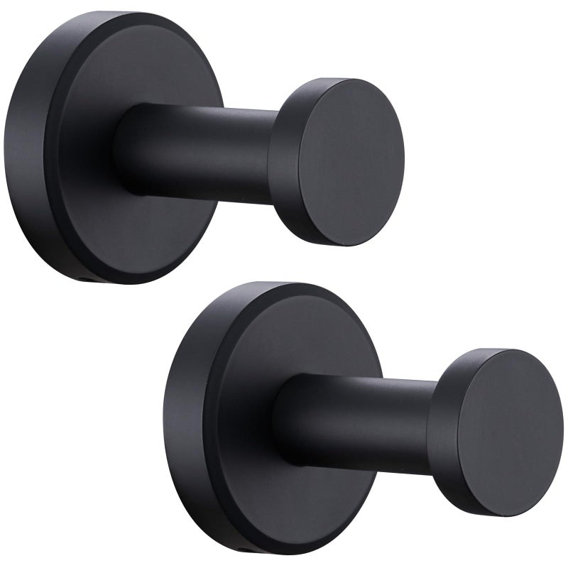 Angle Simple Towel Hooks for Bathroom Stainless Steel Coat Robe Hooks Bathroom Hand Towel Hanger for Wall Matte Black 2 Pack