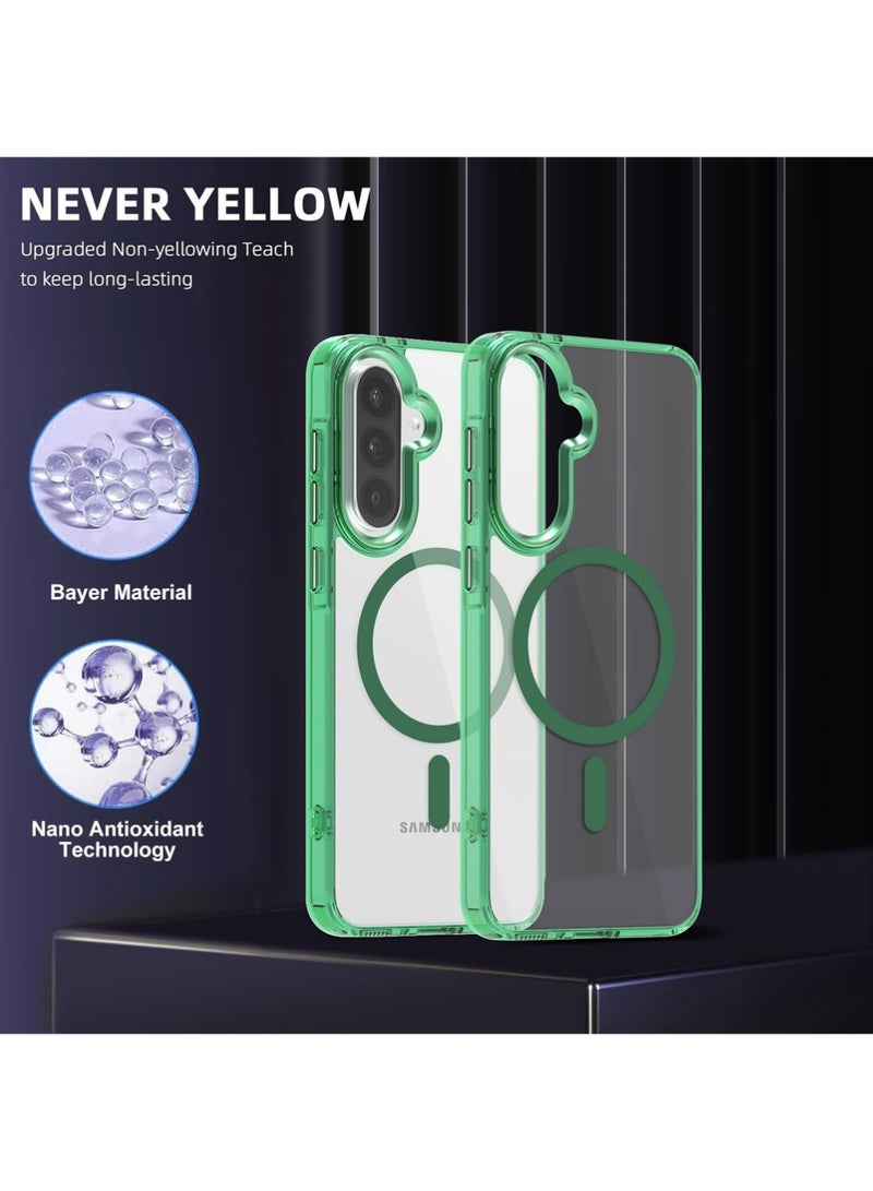 for Samsung Galaxy A56/A36 5G Case [Compatible with Magsafe Wireless Charging] Yellowing Resistant Magnetic Back Cover Clear Samsung Galaxy A56/A36 Rugged Best Phone Case Green