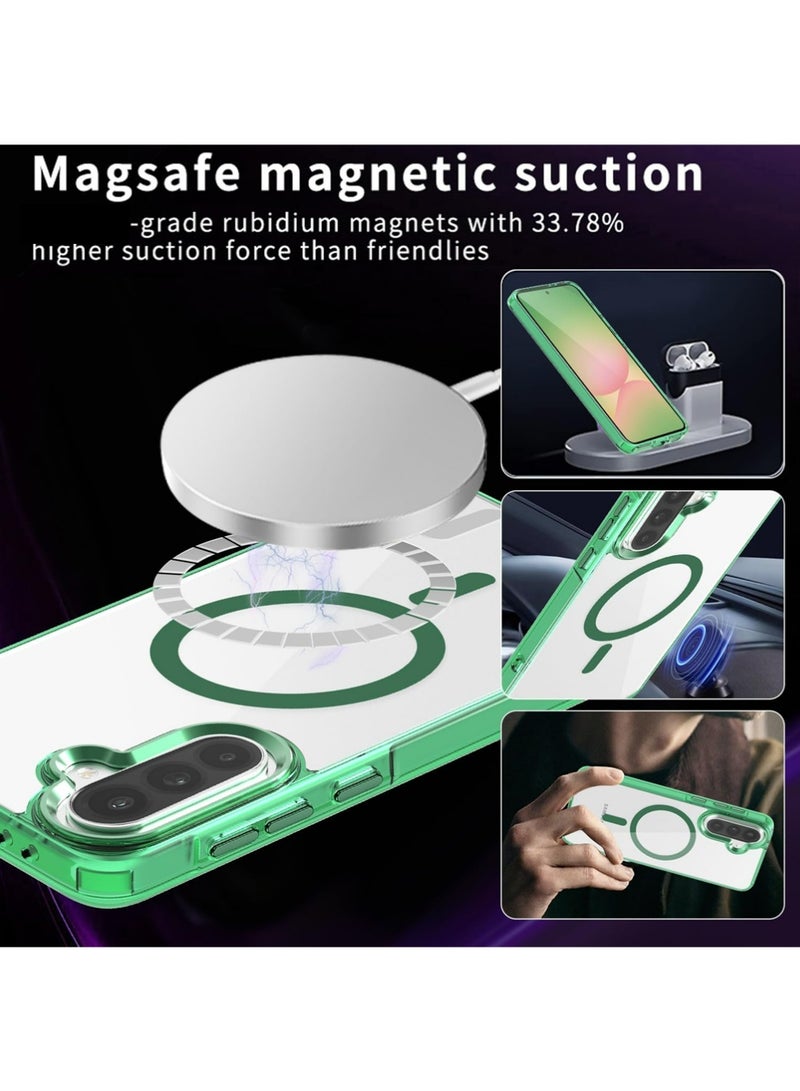 for Samsung Galaxy A56/A36 5G Case [Compatible with Magsafe Wireless Charging] Yellowing Resistant Magnetic Back Cover Clear Samsung Galaxy A56/A36 Rugged Best Phone Case Green