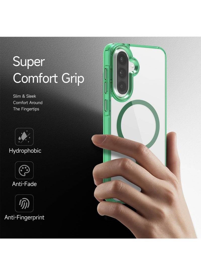 for Samsung Galaxy A56/A36 5G Case [Compatible with Magsafe Wireless Charging] Yellowing Resistant Magnetic Back Cover Clear Samsung Galaxy A56/A36 Rugged Best Phone Case Green