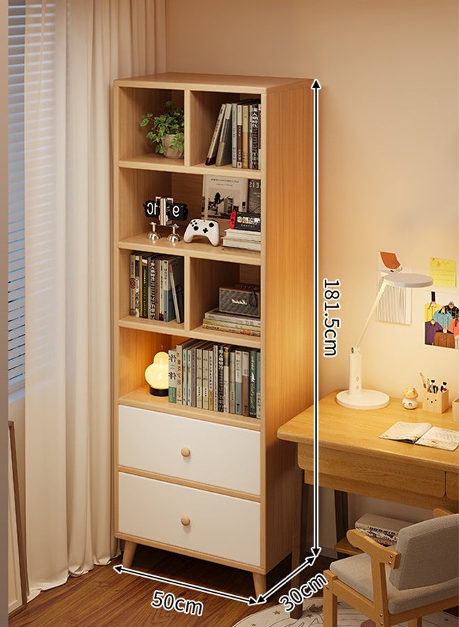 keke Multi Layer Storage Bookshelf Rack Stylish Living Room Home Storage & Display Cabinet 50*30*181.5 cm Beige Color - Image 2
