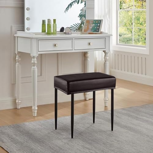Levoberg Bar Stool Cover Rectangle Waterproof PU Counter Height Barstool Slipcovers Rectangular Vanity Stool Cover Kitchen Counter Saddle Seat Cover for Wooden Metal Bench Set of 2 Coffee - Image 3