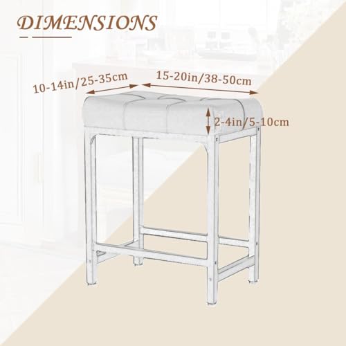 Levoberg Bar Stool Cover Rectangle Waterproof PU Counter Height Barstool Slipcovers Rectangular Vanity Stool Cover Kitchen Counter Saddle Seat Cover for Wooden Metal Bench Set of 2 Coffee - Image 4