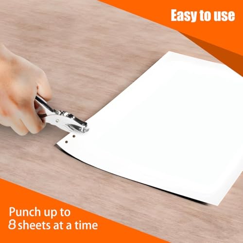 Ultimate Stationery 1 Hole Punch, Single Hole Puncher, 8 Sheet Capacity, Ultimate Stationery, Silver Color, 2 Pack Classic Office Paper Punch for Paper - Image 5