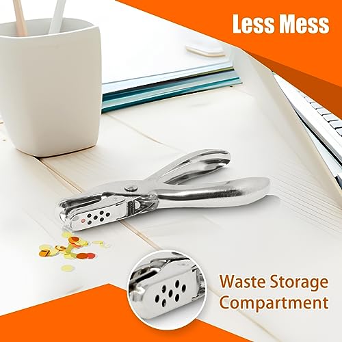 Ultimate Stationery 1 Hole Punch, Single Hole Puncher, 8 Sheet Capacity, Ultimate Stationery, Silver Color, 2 Pack Classic Office Paper Punch for Paper - Image 3
