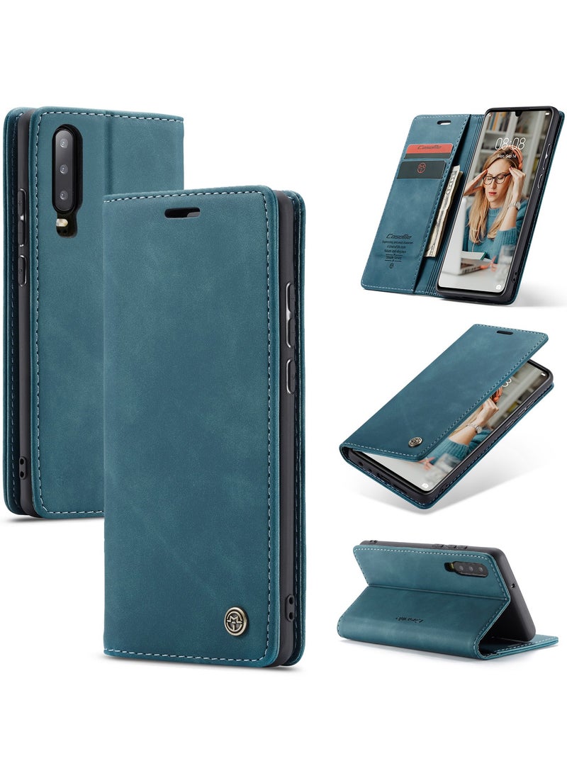 كيس مي جراب موبايل من الجلد الصناعي الفاخر  013 وحامل للكروت و البطاقات متوافق مع Huawei P30 (اخضر) - Image 1