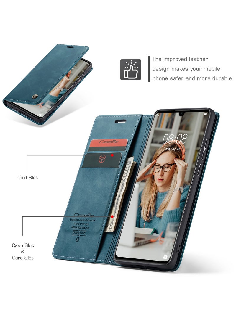 كيس مي جراب موبايل من الجلد الصناعي الفاخر  013 وحامل للكروت و البطاقات متوافق مع Huawei P30 (اخضر) - Image 4