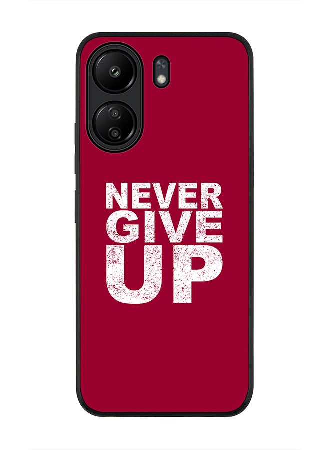 Stylizedd Rugged Black edge case for Xiaomi Poco C65, Slim fit Soft Case Flexible Rubber Edges Anti Drop TPU Gel Thin Cover- Never ever give up - Image 1