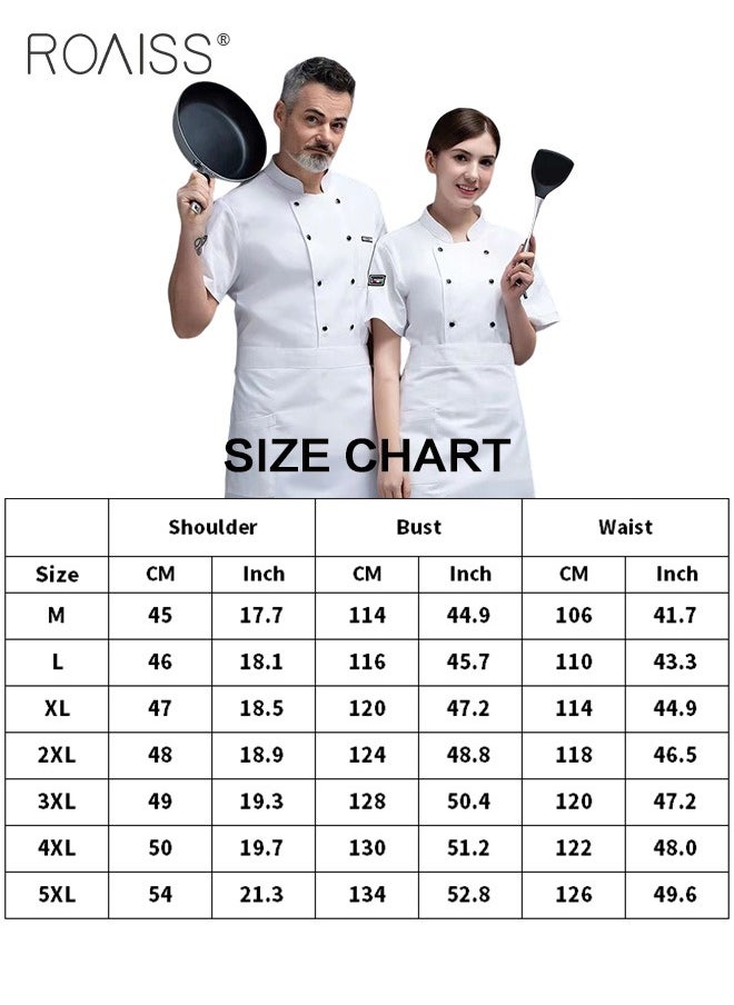 roaiss - 2-Piece Chef Uniform And Apron Set Unisex Stand-Collar Long-Sleeved Double-Breasted Top And Matching Apron In The Same Color - Image 1