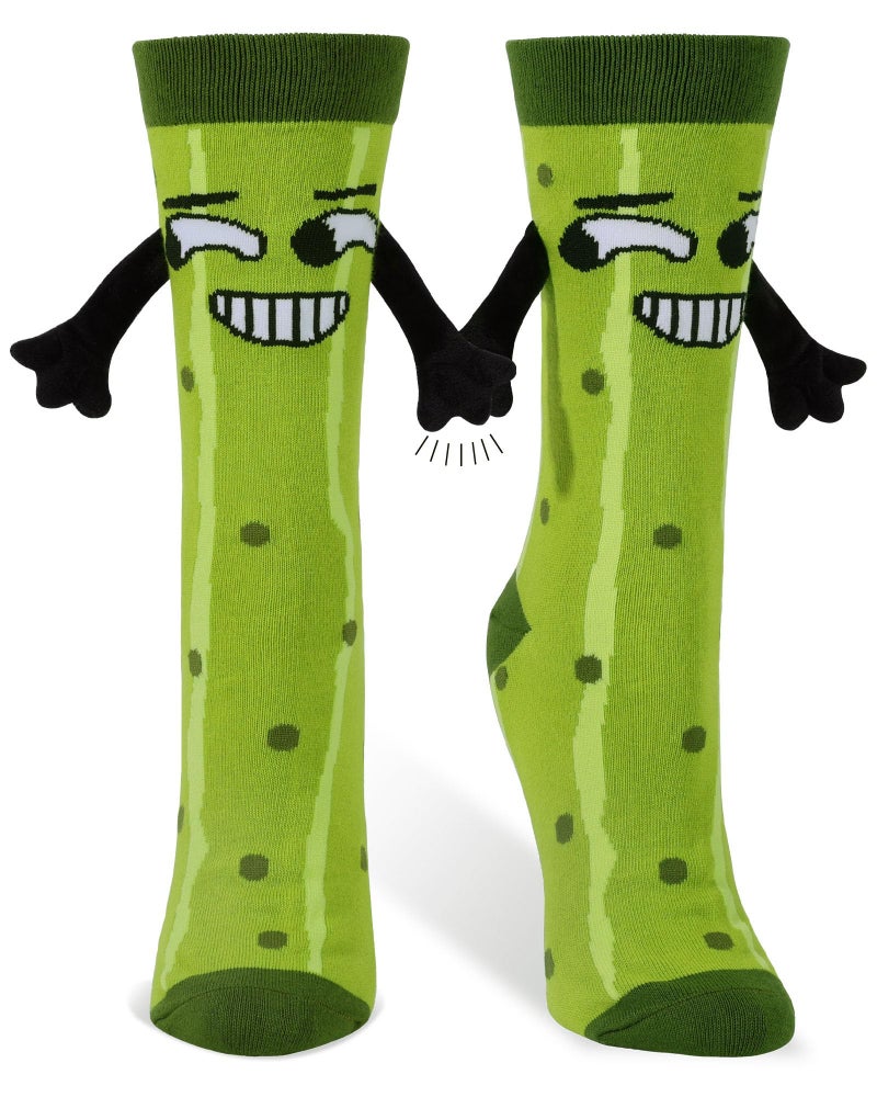 Subesty Funny Pickle Socks Gifts for Women Men, Novelty Magnetic Hand Holding Socks Cotton Crew Stockings White Elephant Gifts for Adults Boys Girls Gag Sock - Image 1