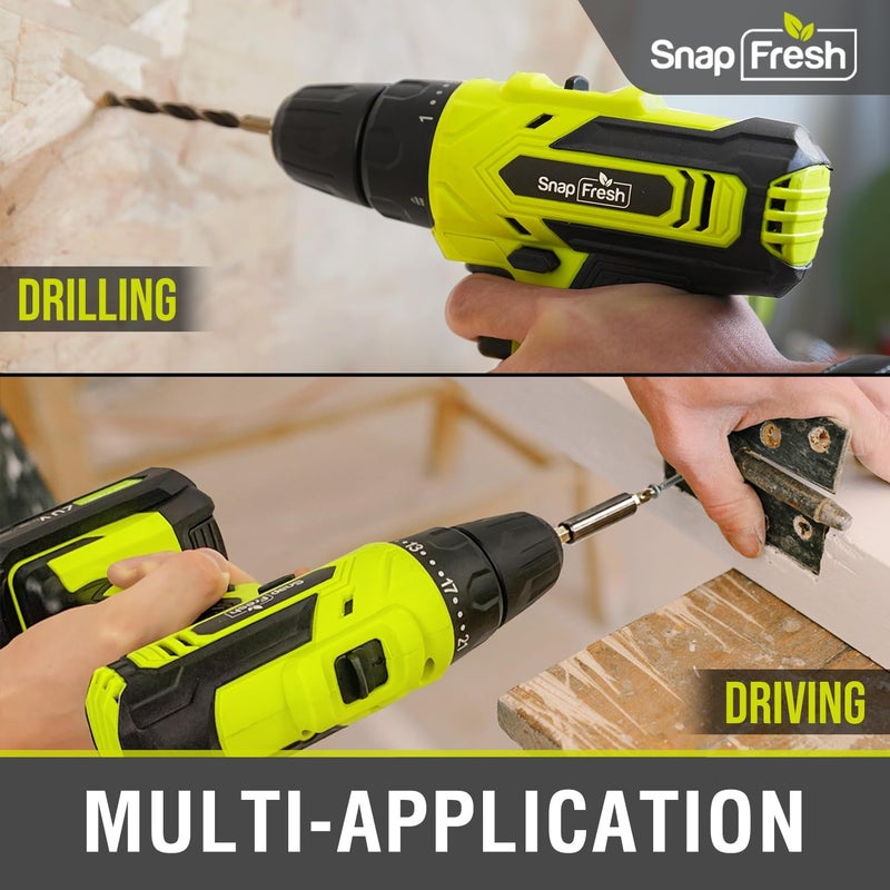 Snapfresh 20V Cordless Drill - 3/8 In Power Drill Set With 2 Variable Speed  21+1 Torque Setting  Led  43Pcs Drill Bits Impact Driver/Drill Kit For Home  Diy 2.0Ah Battery & Fast Charger Included - Image 4