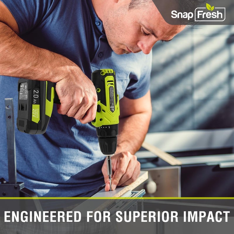 Snapfresh 20V Cordless Drill - 3/8 In Power Drill Set With 2 Variable Speed  21+1 Torque Setting  Led  43Pcs Drill Bits Impact Driver/Drill Kit For Home  Diy 2.0Ah Battery & Fast Charger Included - Image 5