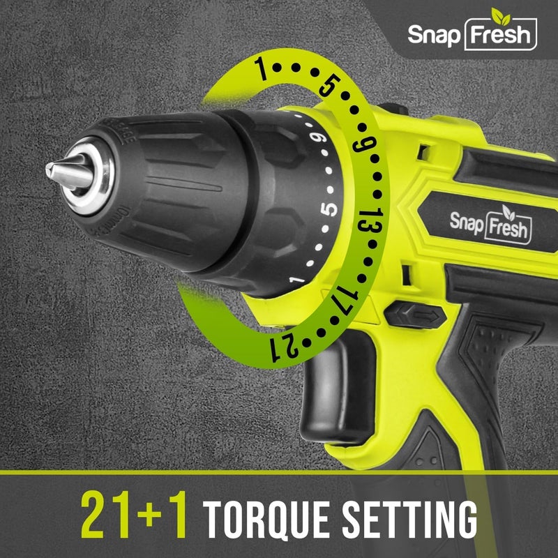 Snapfresh 20V Cordless Drill - 3/8 In Power Drill Set With 2 Variable Speed  21+1 Torque Setting  Led  43Pcs Drill Bits Impact Driver/Drill Kit For Home  Diy 2.0Ah Battery & Fast Charger Included - Image 3