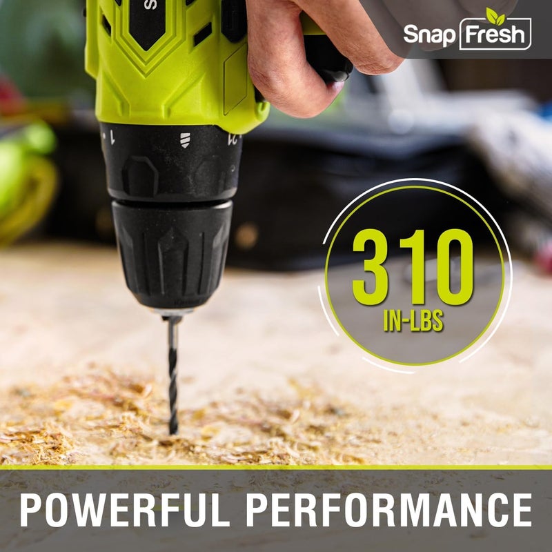 Snapfresh 20V Cordless Drill - 3/8 In Power Drill Set With 2 Variable Speed  21+1 Torque Setting  Led  43Pcs Drill Bits Impact Driver/Drill Kit For Home  Diy 2.0Ah Battery & Fast Charger Included - Image 2