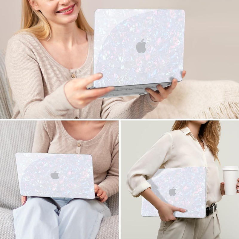 B BELK Compatible with MacBook Air 13 inch Case 2025, Glitter MacBook Air M2 M3 M4 Case 2024-2022 Models A3113 A3240 A2681, Sturdy Protective Laptop Hard Shell + Keyboard&Screen Covers, Pearly-Luster - Image 2