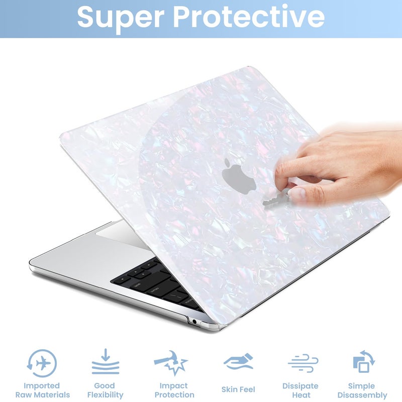 B BELK Compatible with MacBook Air 13 inch Case 2025, Glitter MacBook Air M2 M3 M4 Case 2024-2022 Models A3113 A3240 A2681, Sturdy Protective Laptop Hard Shell + Keyboard&Screen Covers, Pearly-Luster - Image 4