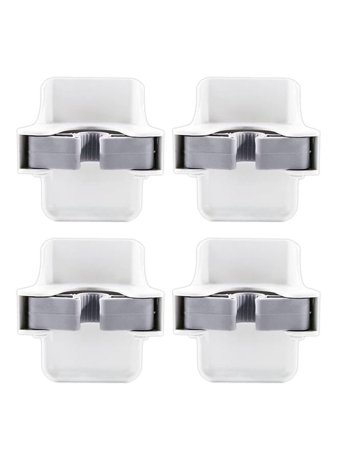 Arabest Broom Holder, Broom Gripper Mop Holders Wall Mount, Mop Racks Holders Self Adhesive No Drilling Super Anti-Slip, Broom Mop Dustpan Hanger for Home, Kitchen, Garage Storage (White+Gray Tape) - Image 1