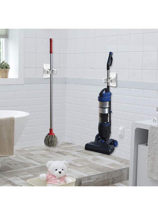 Arabest Broom Holder, Broom Gripper Mop Holders Wall Mount, Mop Racks Holders Self Adhesive No Drilling Super Anti-Slip, Broom Mop Dustpan Hanger for Home, Kitchen, Garage Storage (White+Gray Tape) - Image 2