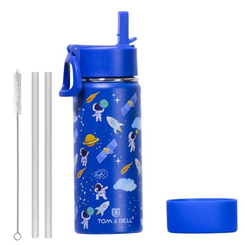 TOM  BELL TOM & BELL Insulated Water Bottle for Kids 500ml,Double Wall Water Bottle for School, Sipper Bottle,Hot and Cold, Premium 304 Stainless Steel (dark blue, 500ml) - Image 1