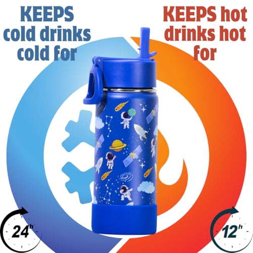 TOM  BELL TOM & BELL Insulated Water Bottle for Kids 500ml,Double Wall Water Bottle for School, Sipper Bottle,Hot and Cold, Premium 304 Stainless Steel (dark blue, 500ml) - Image 2