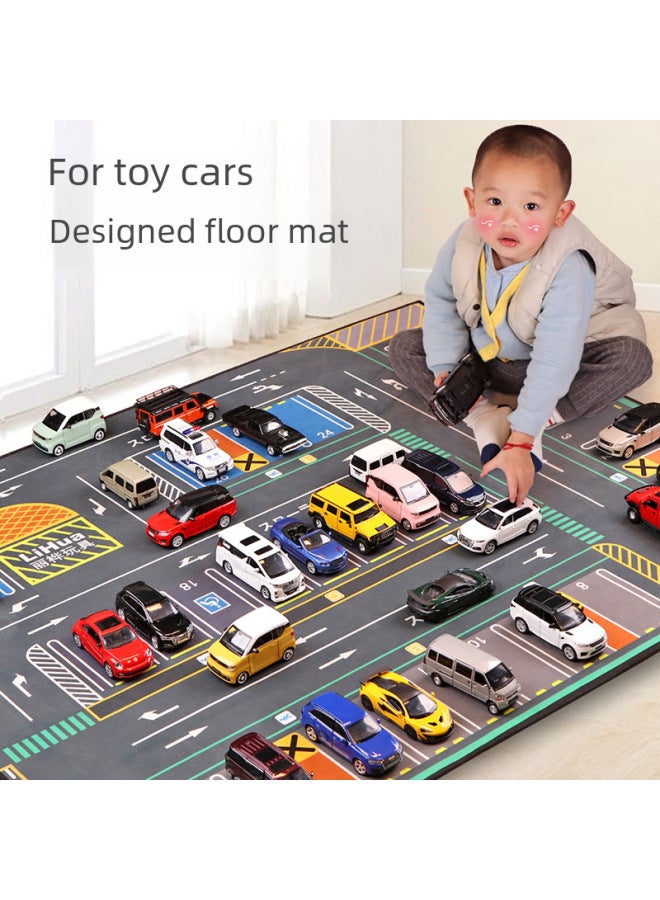 Children's Play Car Parking Game Non-slip Mat City Traffic Parking Space Parking Lot Washable Thick Mat-Color:English 140*112 Hong Kong Wind Car Park - Image 2