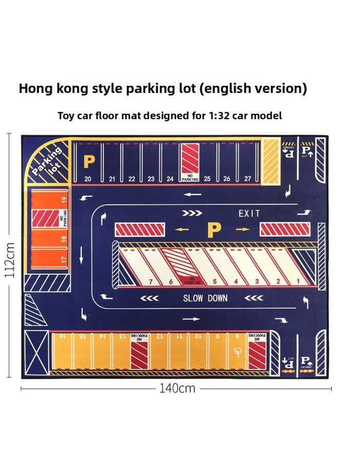 Children's Play Car Parking Game Non-slip Mat City Traffic Parking Space Parking Lot Washable Thick Mat-Color:English 140*112 Hong Kong Wind Car Park - Image 1