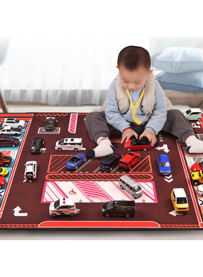 Children's Play Car Parking Game Non-slip Mat City Traffic Parking Space Parking Lot Washable Thick Mat-Color:English 140*112 Hong Kong Wind Car Park - Image 5