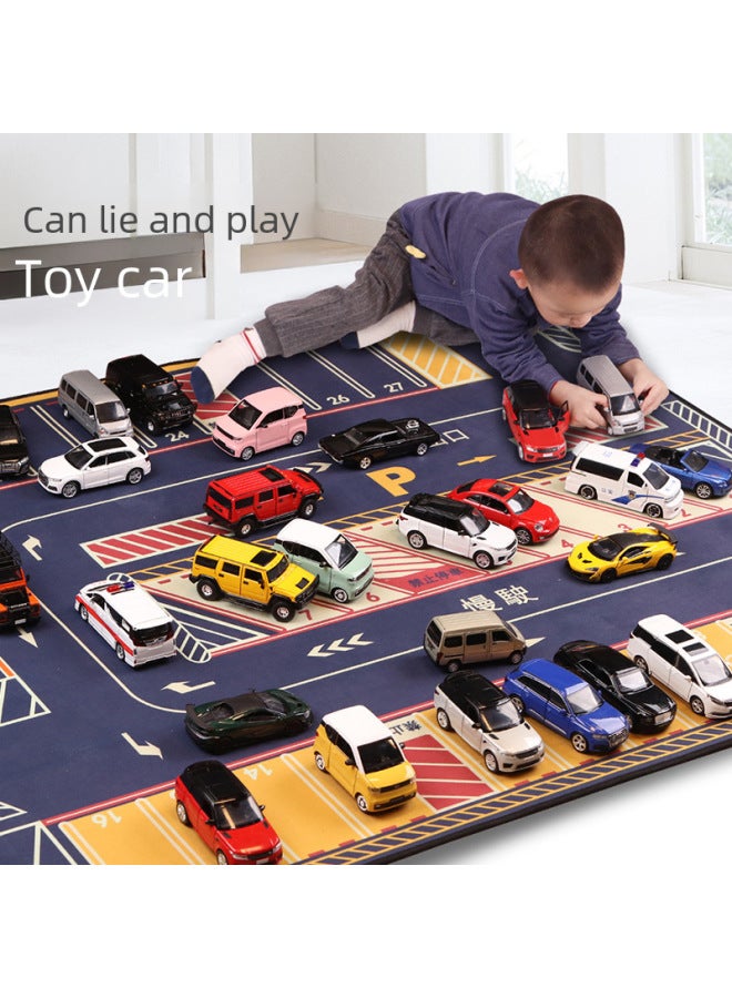 Children's Play Car Parking Game Non-slip Mat City Traffic Parking Space Parking Lot Washable Thick Mat-Color:English 140*112 Hong Kong Wind Car Park - Image 3