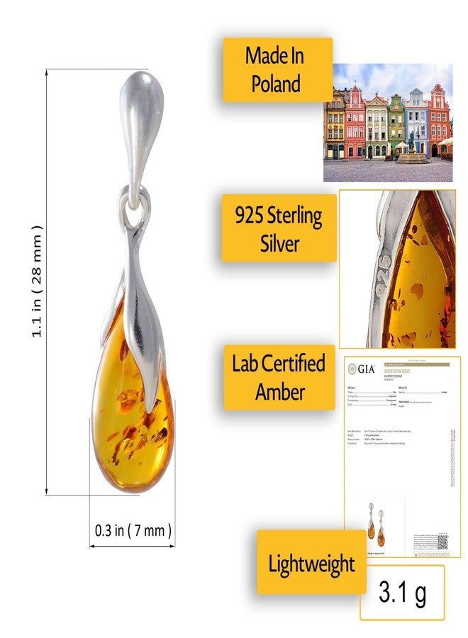هوليداي غفت شوب أقراط من الكهرمان - أقراط كهرمان البلطيق المعتمدة من معهد الأحجار الكريمة الأمريكي "تينا" - أقراط متدلية - مجموعة مجوهرات من الفضة الإسترليني - Image 2