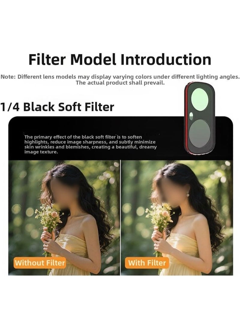 سني لايف مجموعة فلاتر عدسة لـ Insta360 Luna، تتضمن فلاتر UV وCPL وVND مغناطيسية من Sunnylife، فلتر أسود ناعم قابل للتعديل، مضاد للتوهج وتقليل تلوث الضوء، مع طلاء MCUV عالي الجودة (CPL+ND8+ND16). - Image 2