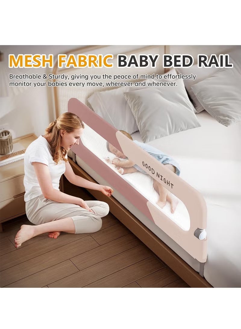 WALALLA Foldable Toddler Bed Rail ,Extra Tall Safety Side Rail with Reinforced Anchor & Soft Mesh Bumper, Anti-Fall Guard for Kids Transitioning to Big Bed, Universal Fit for Twin, Full, Queen, King Size Beds,Pink - Image 2