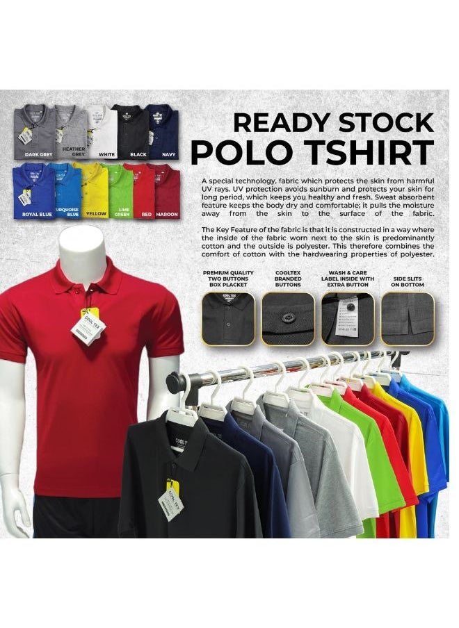 COOL TEX - Cooltex Unisex Cotton polyester Plain Maroon Polo T-Shirts Cool Dry-Fit Material Short Sleeves Soft and Comfortable - Image 1