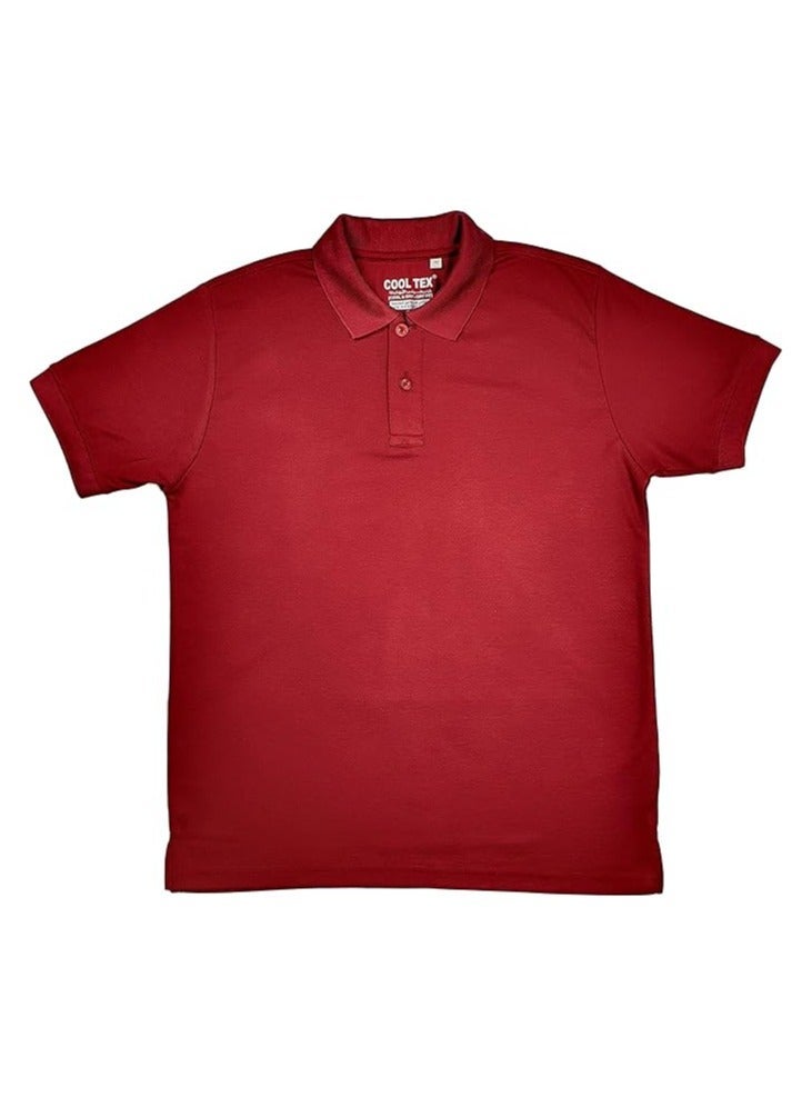COOL TEX Cooltex Unisex Cotton polyester Plain Maroon Polo T-Shirts Cool Dry-Fit Material Short Sleeves Soft and Comfortable - Image 2