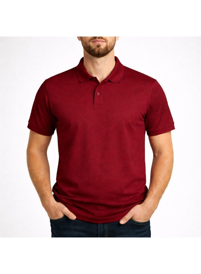 COOL TEX Cooltex Unisex Cotton polyester Plain Maroon Polo T-Shirts Cool Dry-Fit Material Short Sleeves Soft and Comfortable - Image 1