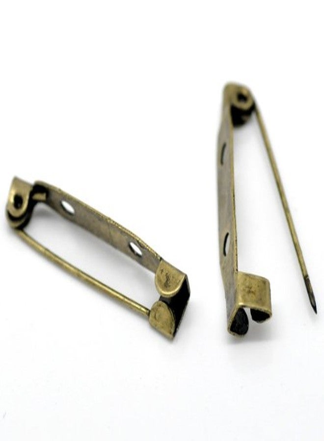 PEPPERLONELY 100pc Antiqued Bronze Alloy Pin Brooches Back Bar with 2 Holes Findings 31x6mm (1-1/4"x1/4") - Image 1