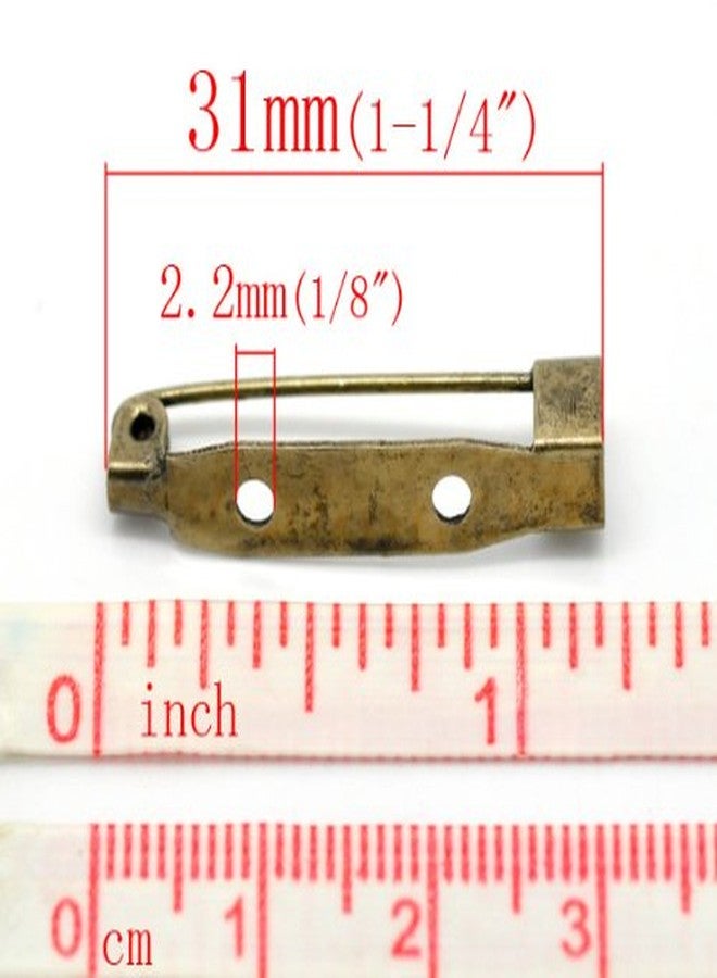 PEPPERLONELY 100pc Antiqued Bronze Alloy Pin Brooches Back Bar with 2 Holes Findings 31x6mm (1-1/4"x1/4") - Image 2