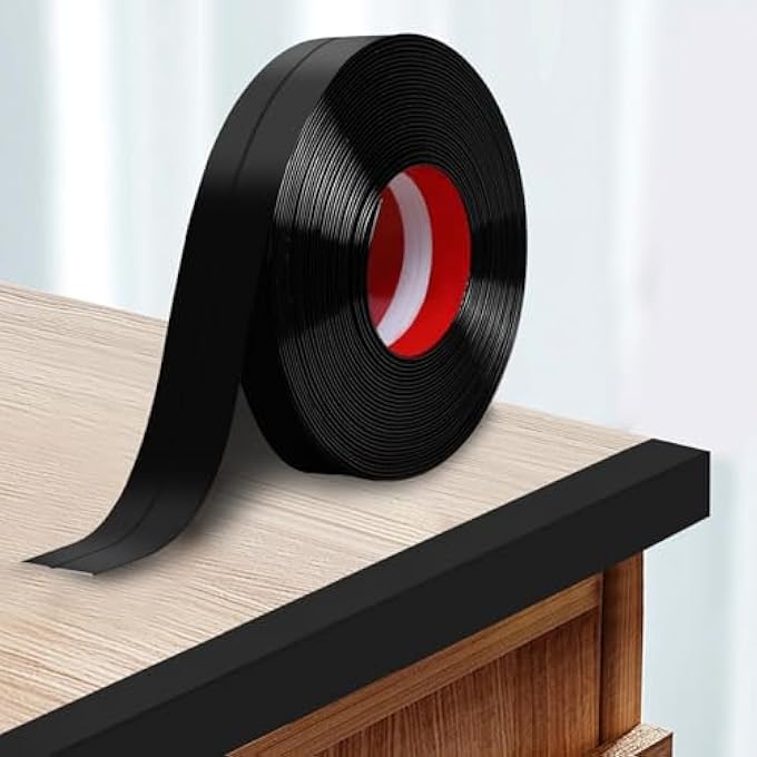 WALL CORNER PROTECTOR MOULDING TRIM 1.6 IN X 23 FT,PEEL AND STICK CORNER MOULDING TRIM, SELF ADHESIVE CORNER GUARDS EDGE PROTECTOR FOR WALL EDGE CORNER, COUNTERTOP,BLACK - Image 1