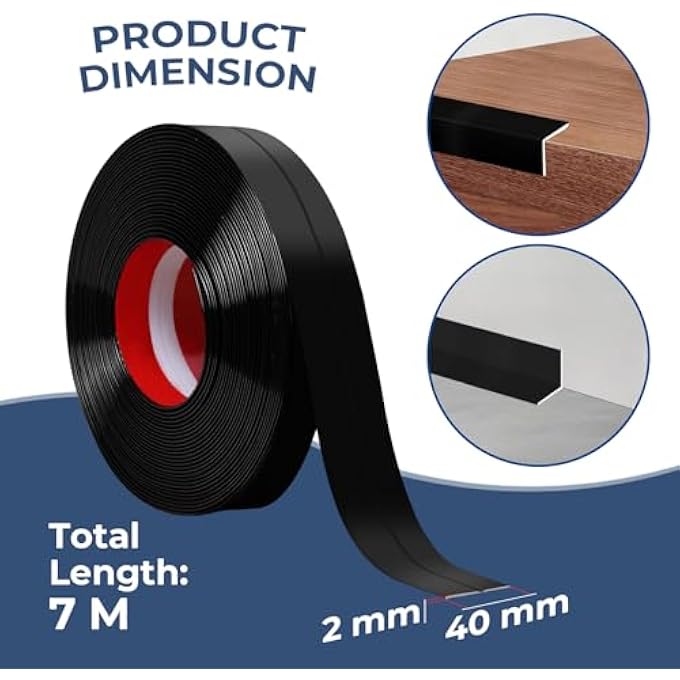 WALL CORNER PROTECTOR MOULDING TRIM 1.6 IN X 23 FT,PEEL AND STICK CORNER MOULDING TRIM, SELF ADHESIVE CORNER GUARDS EDGE PROTECTOR FOR WALL EDGE CORNER, COUNTERTOP,BLACK - Image 3