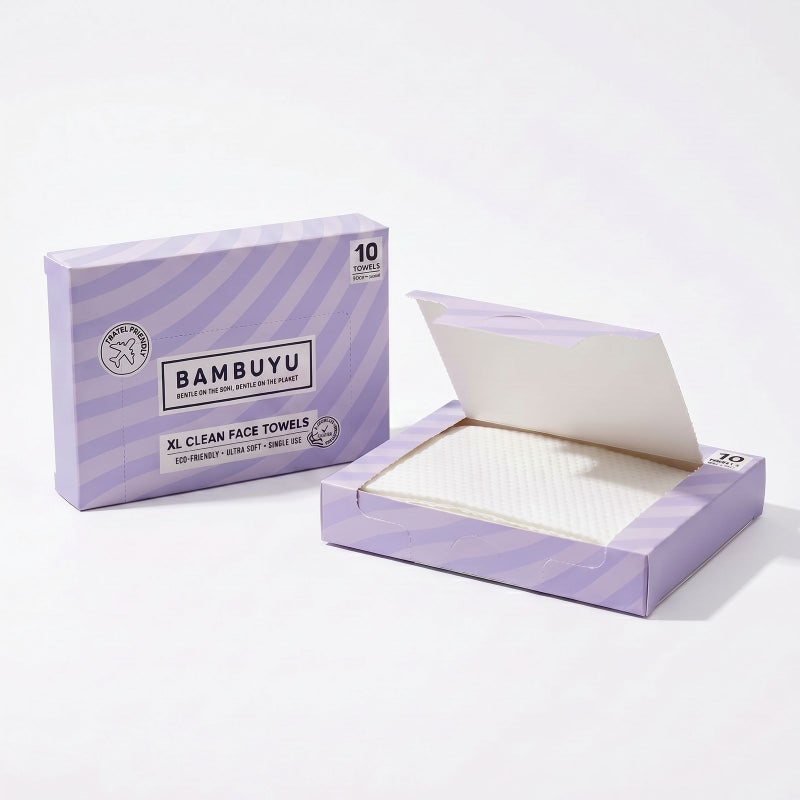 Bambuyu Bamboo Clean Face Towels - Disposable - Eco-friendly - Ultra soft - 10 Sheets - By Bambuyu - Image 1