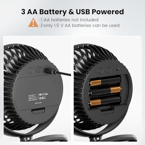 Shinebella AA Battery Powered Clip on Fan with 4-Speed, 5’’ Small Desk Fan with Aroma Function, USB Powered, 360°Rotation, Ultra Quiet, for Golf Cart, Stroller, Bedroom,Car(Batteries Not Included) - Image 2
