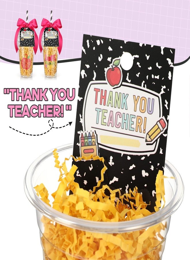 Ferrochef 6 Sets Teacher Appreciation Gifts Bulk DIY Plastic Coffee Cups with Lid, Straw, Card, and Stickers Thank You Gifts for Teacher Employee Back to School End of Year Party Favors - Image 4