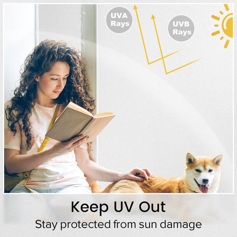 رابيتجو فيلم rabbitgoo Window Privacy Film غير اللصق فيلم نافذة زجاجي من أجل الحمام ثابتة ملصقات حجب الحرارة للمنزل لأغطية النوافذ الداخلية الداخلية منزل لون أبيض 11.8 "× 118.1" " - Image 3