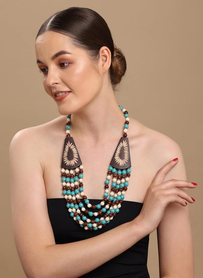 DCA Multicolor Wood Women Necklace (Black-White) - Image 2