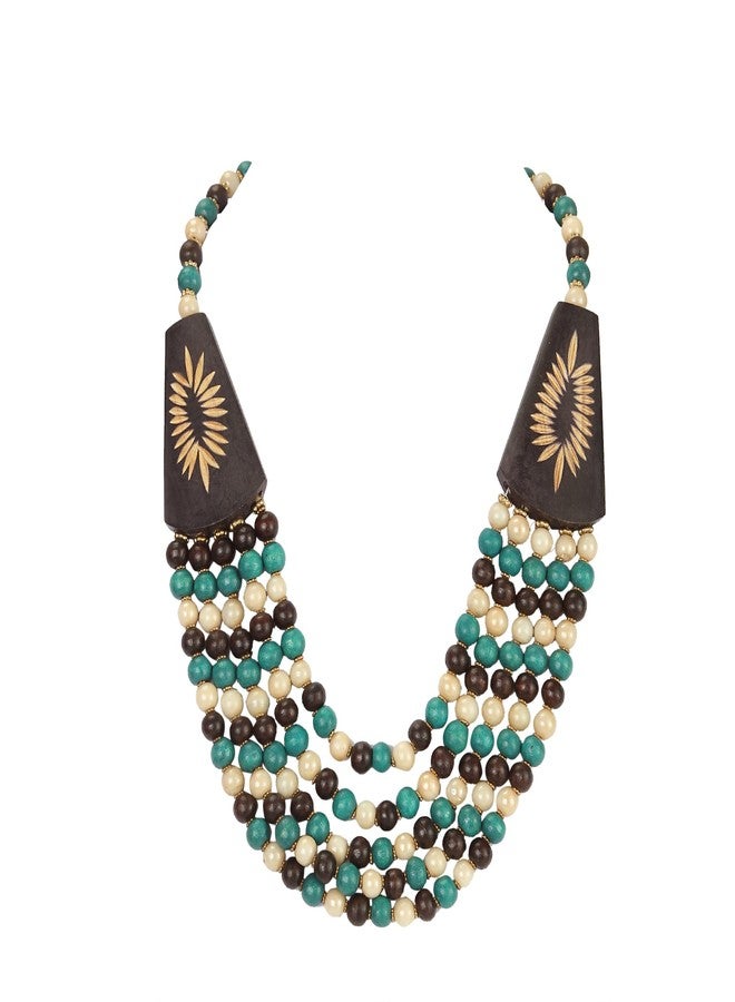 DCA Multicolor Wood Women Necklace (Black-White) - Image 1